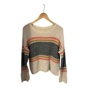 Ripcurl Women's Knit Sweater Cream  Long Sleeves Stripes XS
